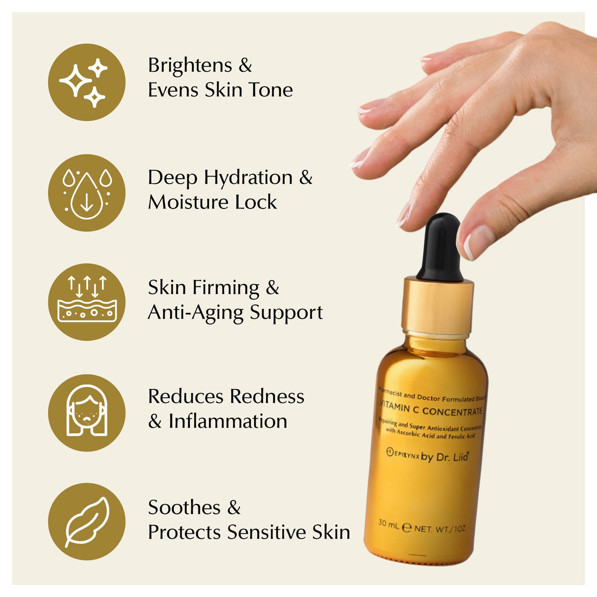 Brightening Vitamin C Glow Serum for Sensitive & Dry Skin – Vegan, Gluten-Free, Anti-Aging, Fragrance-Free - Trending Wellness Store