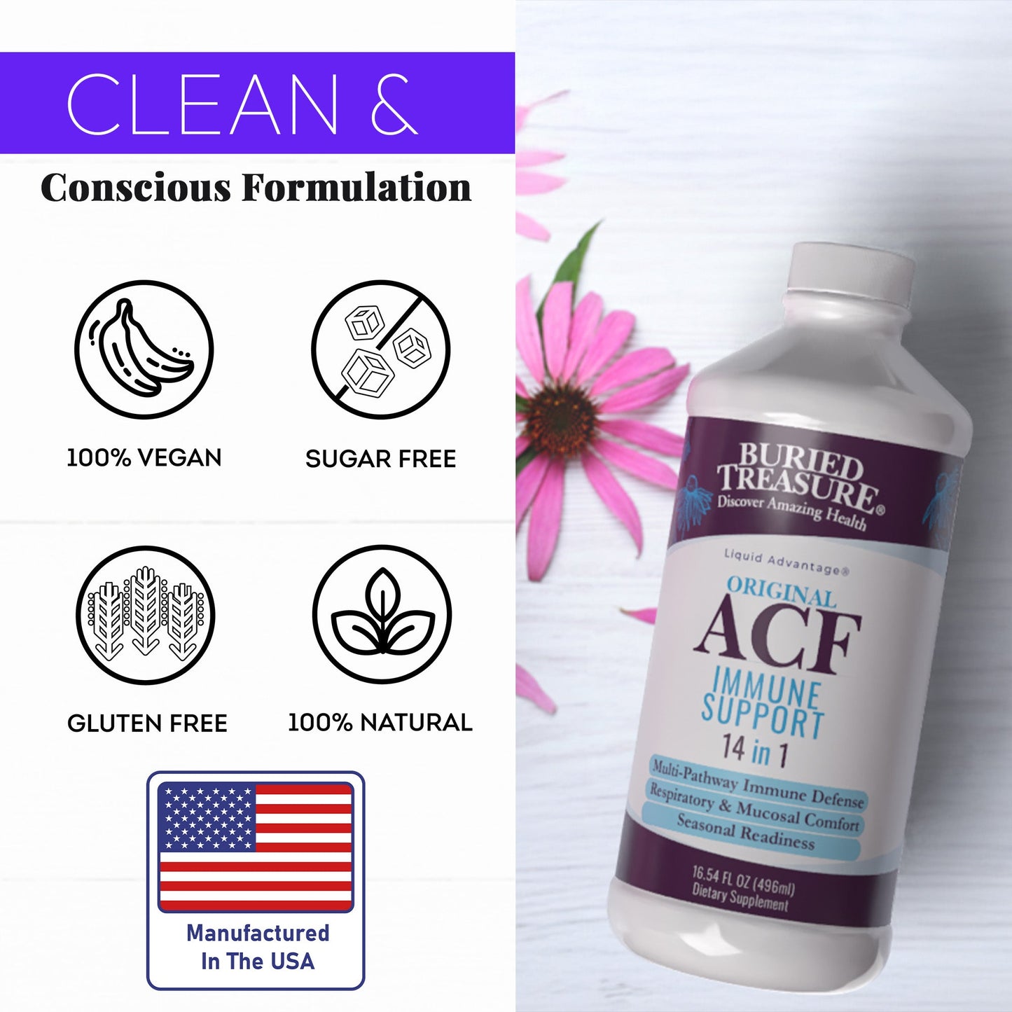 Buried Treasure Liquid Nutrients® ACF Original – Short-Term Liquid Immune Support with Vitamin C, Zinc & Herbal Blend - Trending Wellness Store