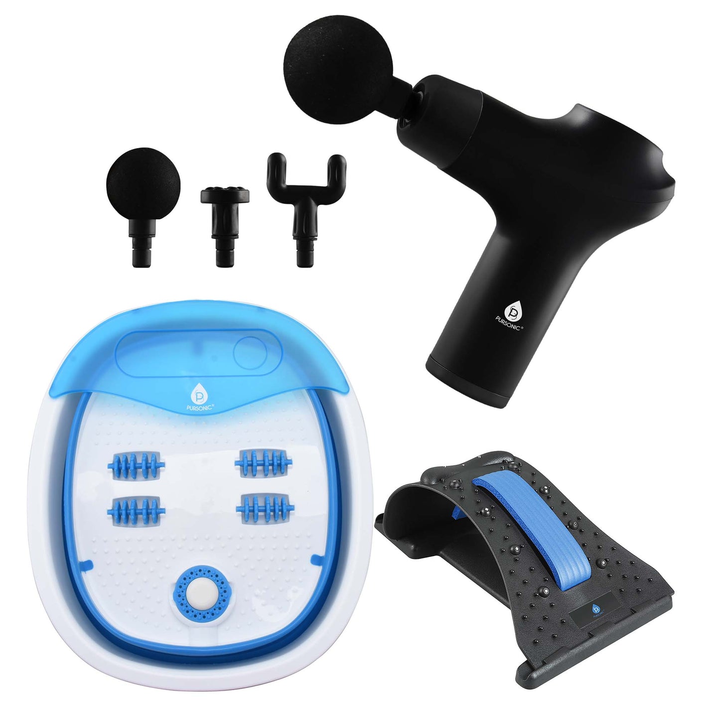 Head-to-Toe Relaxation Bundle: Massage Gun, Neck & Shoulder Stretcher, Foot Massager - Trending Wellness Store
