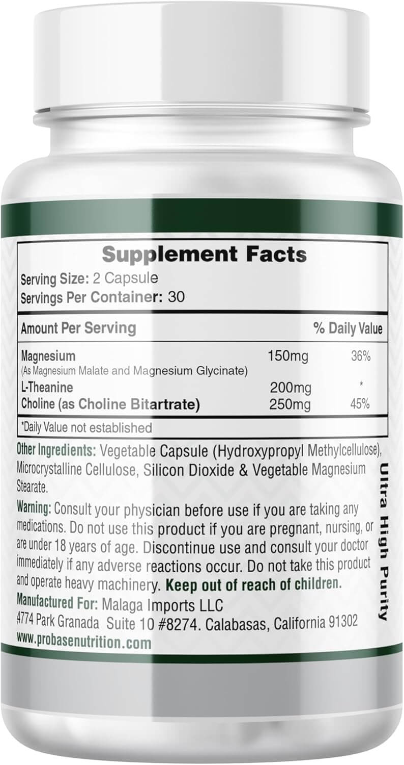 Magnesium Complex Plus with Magnesium Malate, Glycinate, L-Theanine, and Choline High Absorption Formula 60 Capsules 30-Day Supply - Trending Wellness Store