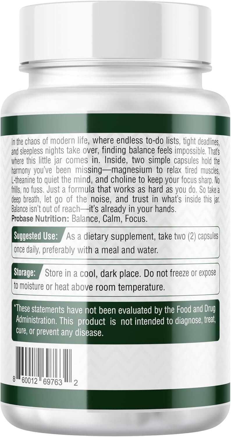 Magnesium Complex Plus with Magnesium Malate, Glycinate, L-Theanine, and Choline High Absorption Formula 60 Capsules 30-Day Supply - Trending Wellness Store