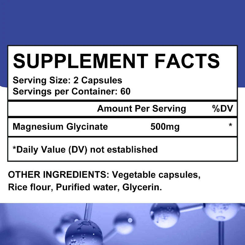 Magnesium Glycinate 500 Mg, Supports Heart, Brain and Bone Health, Antioxidant, Boosts Immunity, Fights Fatigue, Stress - Trending Wellness Store