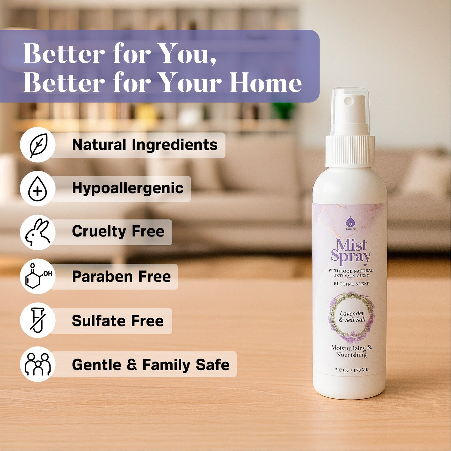 Mist Spray with 100% Natural Essential Oils – Lavender & Sea Salt Aromatherapy - Trending Wellness Store
