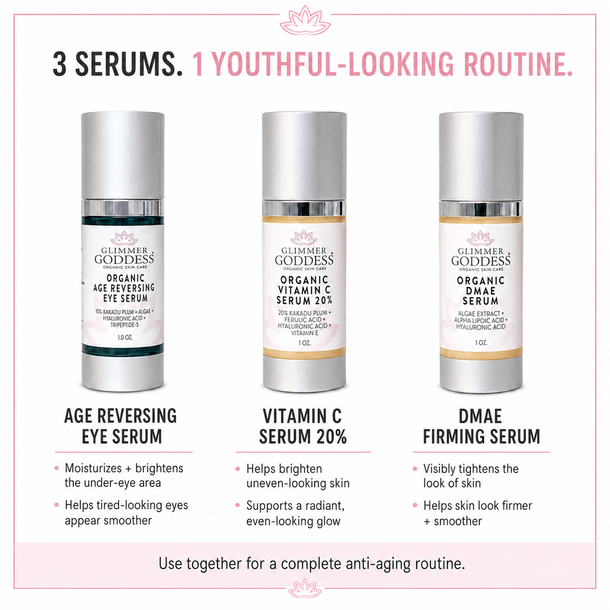 Organic Anti-Aging Trio – Vitamin C & Firming Serums - Trending Wellness Store