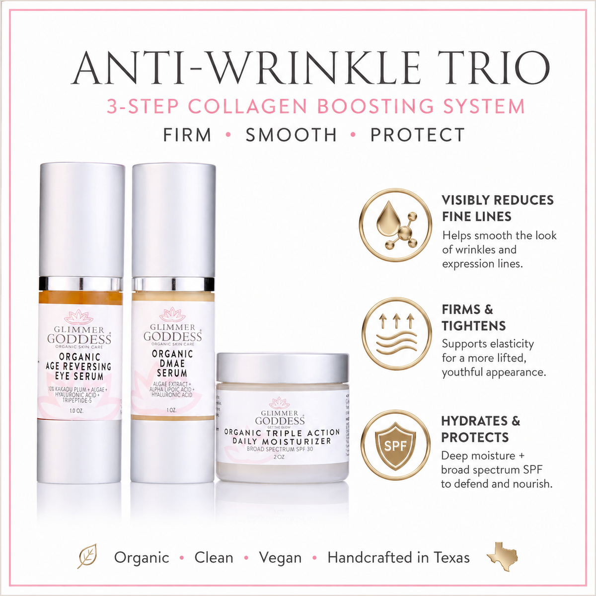 Organic Anti-Wrinkle Trio – 3-Step Collagen Boosting System - Trending Wellness Store