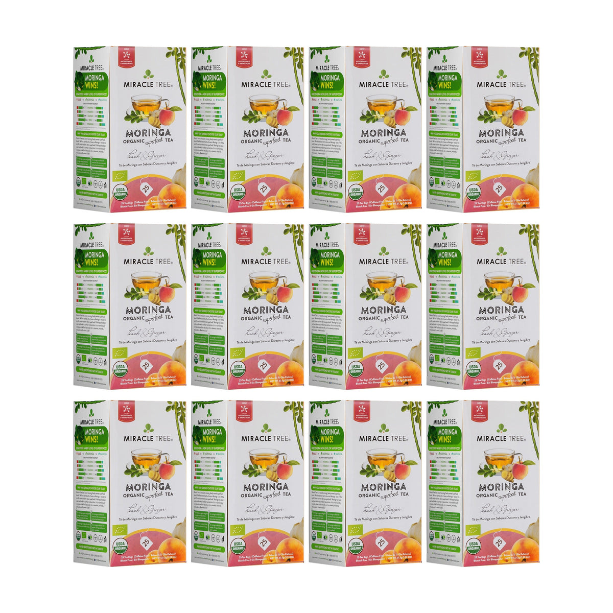 Organic Moringa Tea - Peach & Ginger - Caffeine-Free Herbal Tea - Trending Wellness Store
