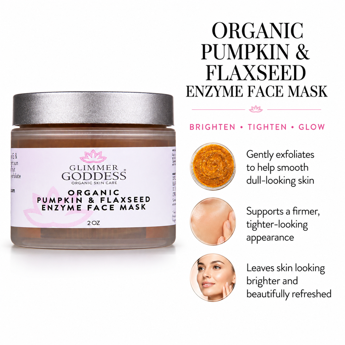 Organic Pumpkin Flaxseed Enzyme Face Mask – Brightening & Tightening Mask for Glowing Skin - Trending Wellness Store