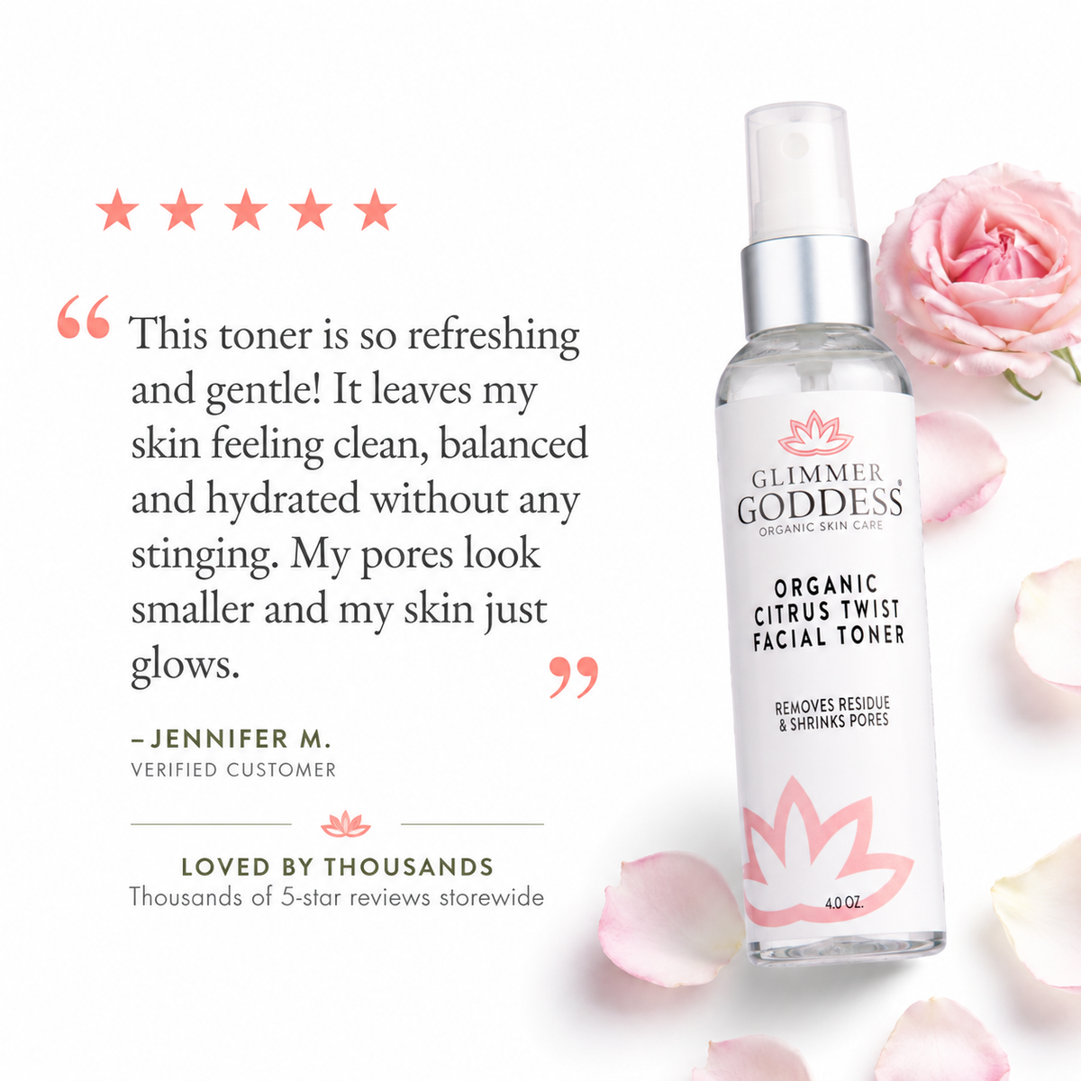 Organic Rose Water Facial Toner – Citrus Twist Toner with Witch Hazel & Aloe for Pore Tightening - Trending Wellness Store