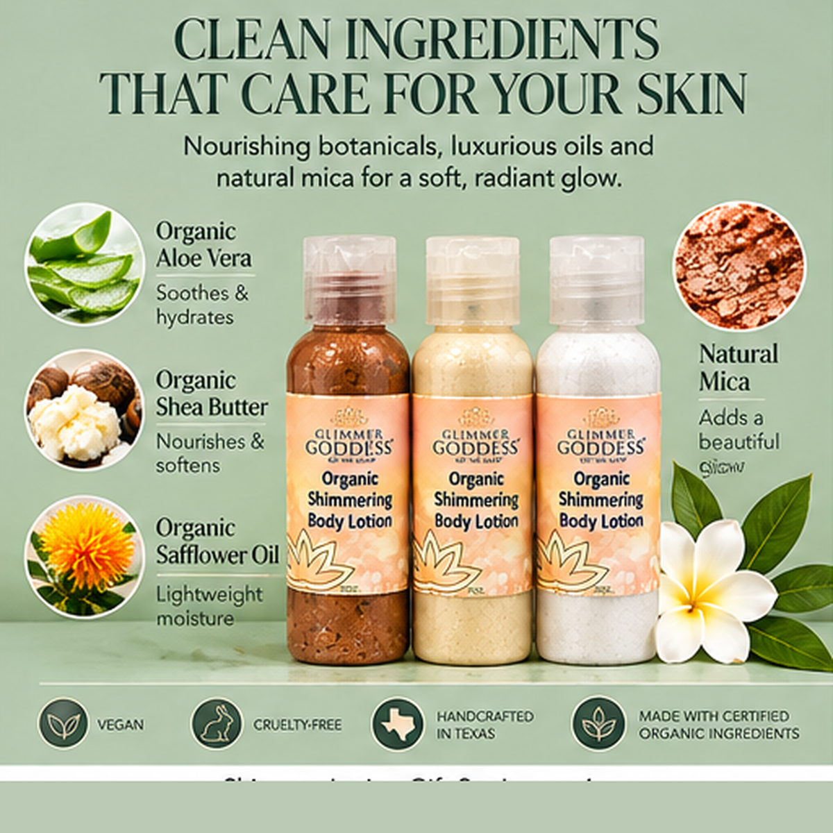 Organic Shimmer Body Lotion Travel Size Gift Set - Trending Wellness Store