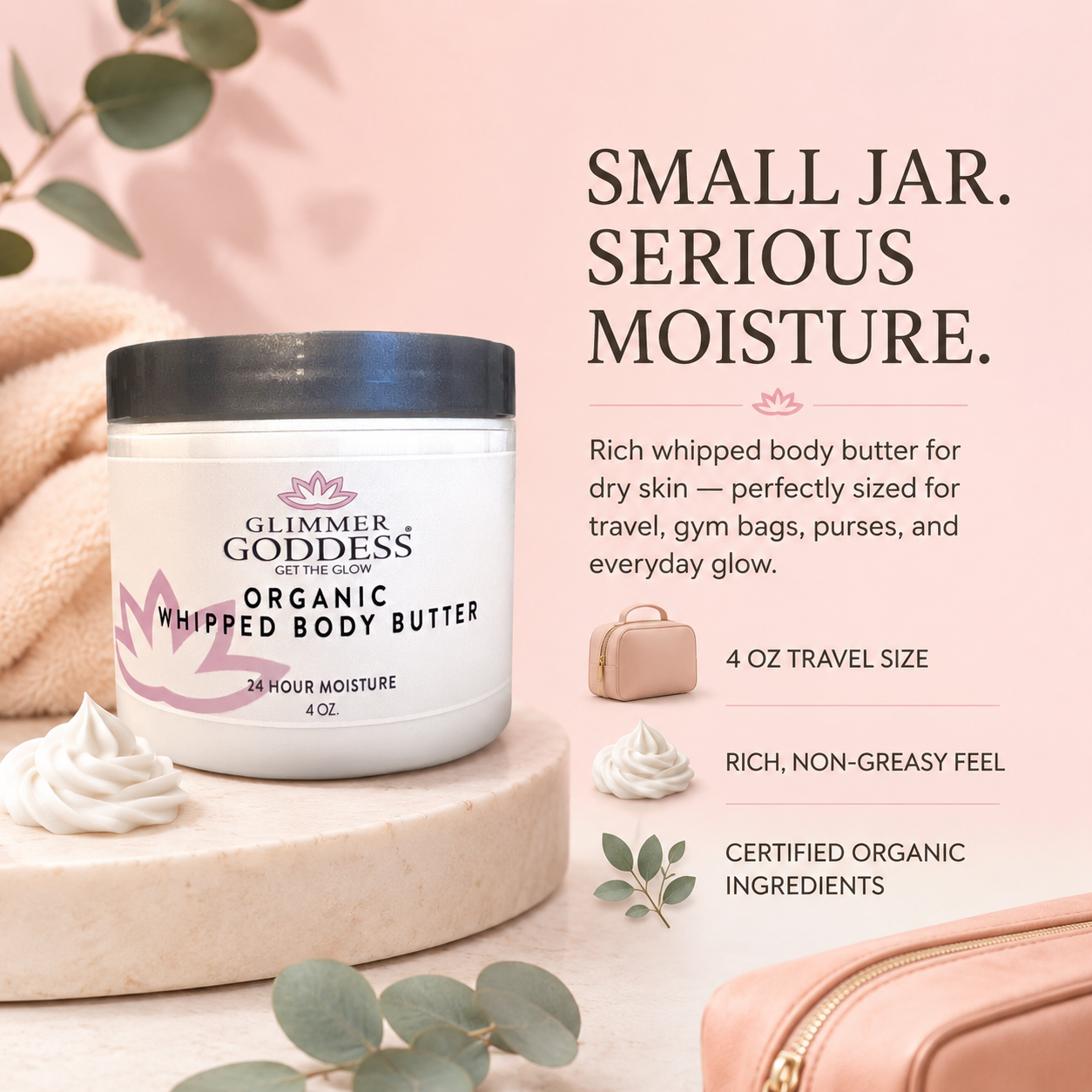 Organic Whipped Body Butter 4 oz – Travel Size - Trending Wellness Store