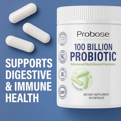 Probase Nutrition Probiotic, 100 Billion CFU, 10 Strains with Prebiotics, 30 Veggie Capsules, Gluten Free for Men and Women, 30-Day Supply - Trending Wellness Store