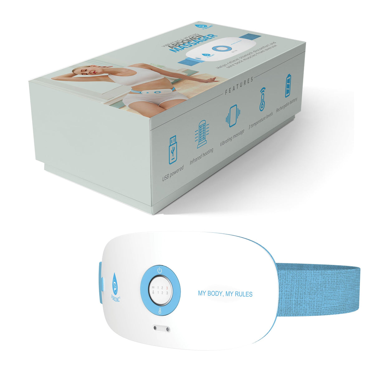 Stomach & Back Massager, 3 Vibration Levels, 3 Heat Settings & USB Rechargeable - Trending Wellness Store