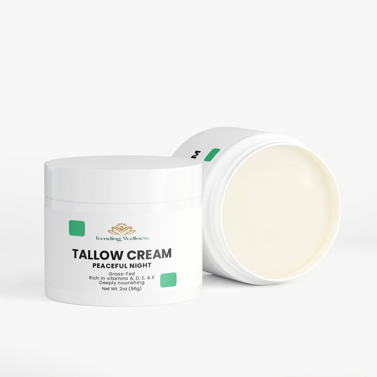 Tallow cream jar with lid on a white background