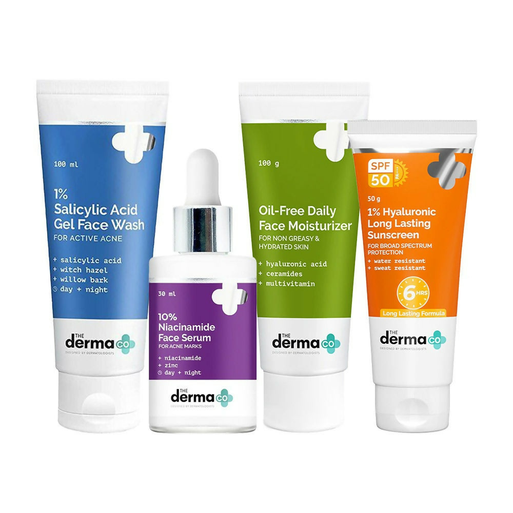 The Derma Co I-Beauty CSMS (Cleanser, Serum, Moisturizer, Sunscreen) For Acne Prone Skin Combo - Trending Wellness Store