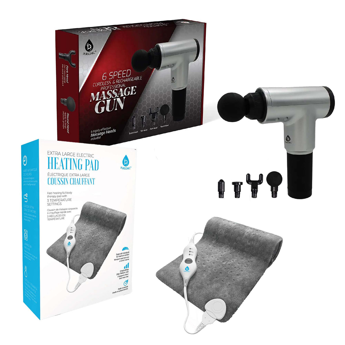 Ultimate Muscle Recovery & Pain Relief Bundle: 6 Speed Massage Gun & Electric Heating Pad - Trending Wellness Store