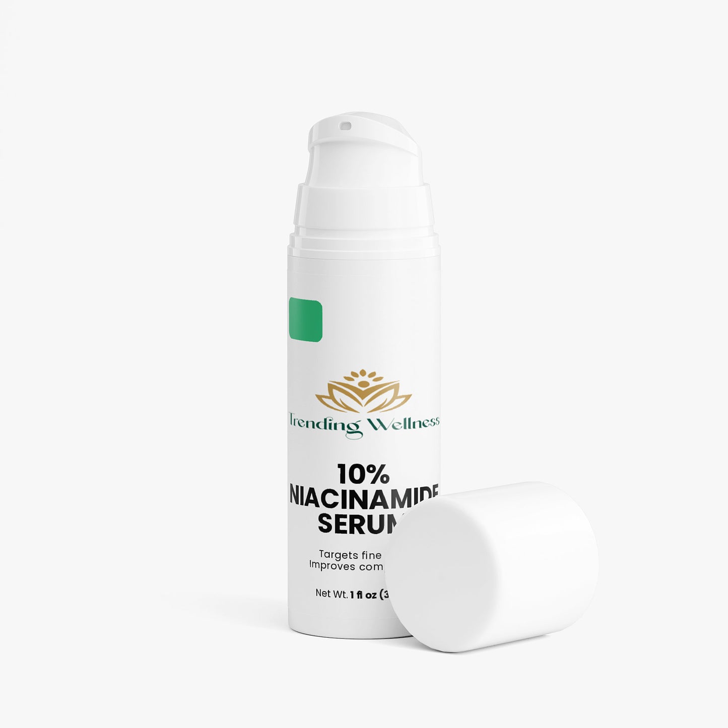 Bottle of 10% Niacinamide Serum by Treating Wellness on a white background