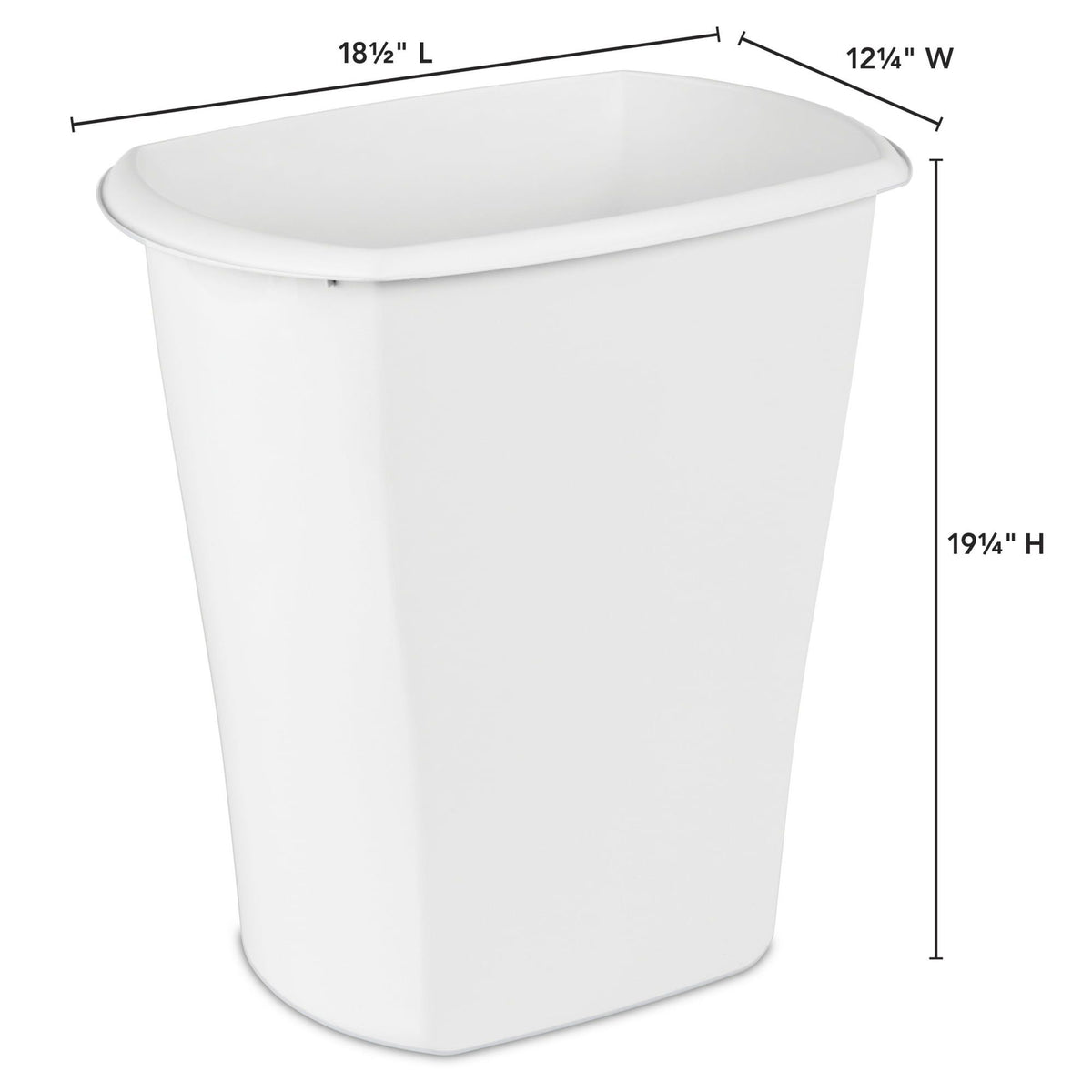 (2 pack) 10 Gallon Rectangular Wastebasket, Large Open Plastic Trash Can for Kitchen, White