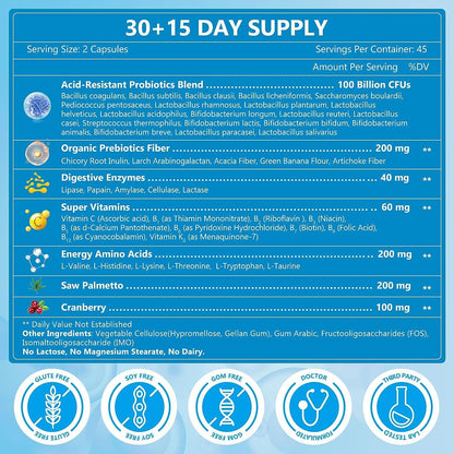 3-in-1 Digestive Health Probiotics, 100 Billion CFUs - Trending Wellness Store