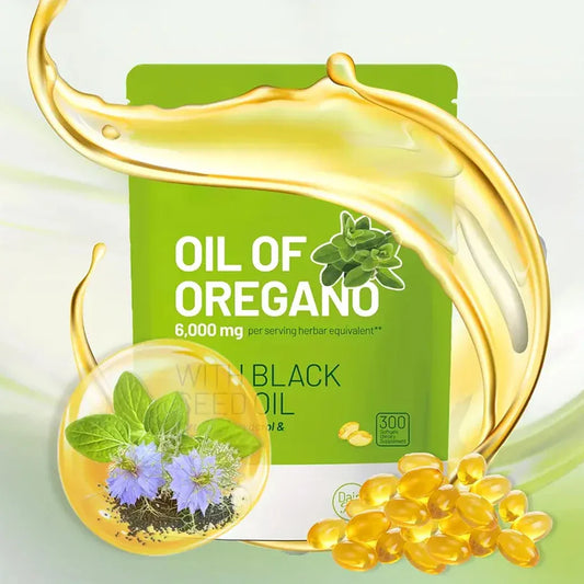 300 Capsules Oil Of Oregano with Black Seed Oil - Natural Antioxidants for Fitness Nutritional Support - Highly Effective - Trending Wellness Store
