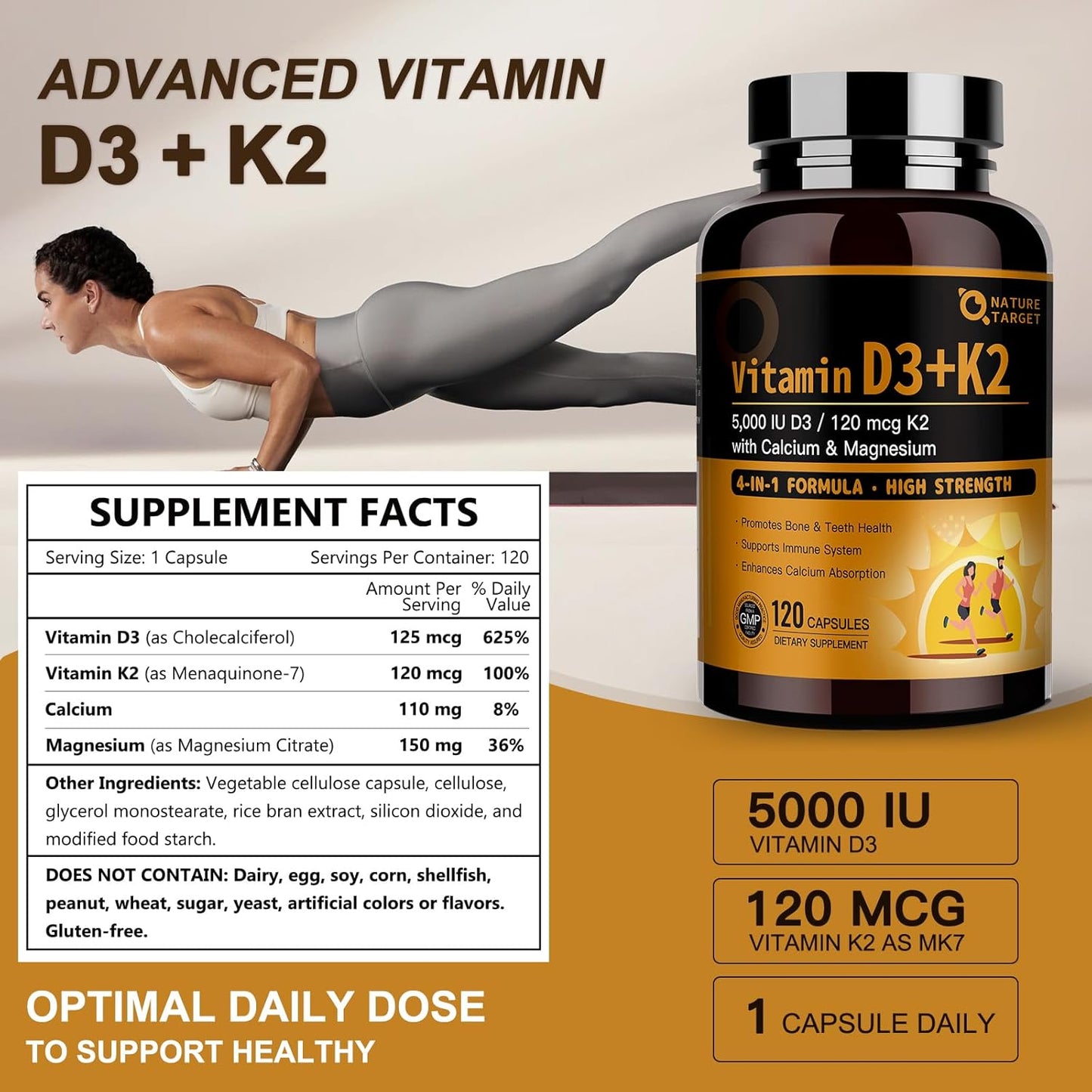 4-in-1 Vitamin D3 + K2, 120 Caps - Trending Wellness Store