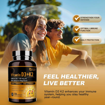 4-in-1 Vitamin D3 + K2, 120 Caps - Trending Wellness Store