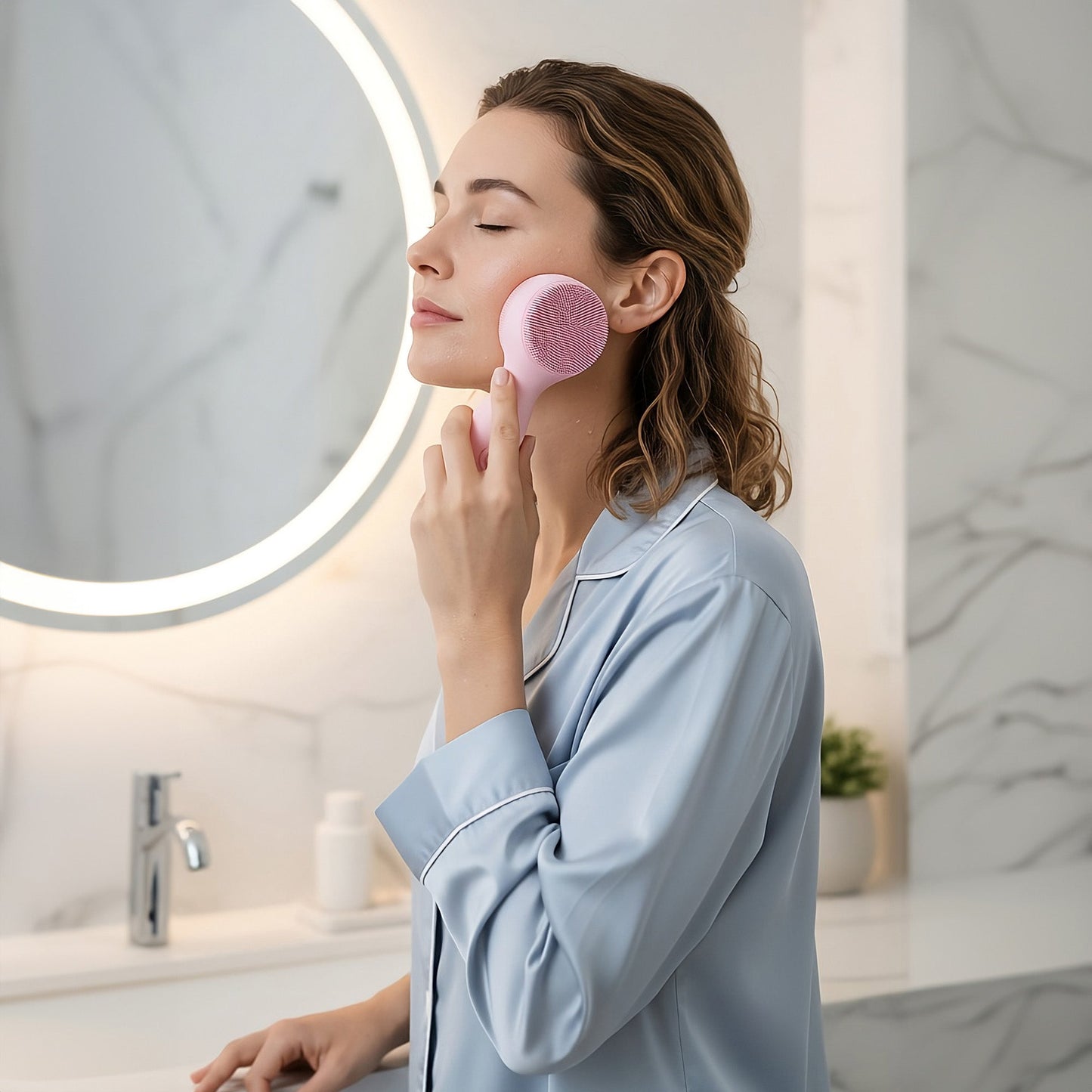 5-in-1 Skin Roller Massager With LED Light Therapy & 3-in-1 Facial Cleansing Device with 7 Color LED Light Therapy - Trending Wellness Store