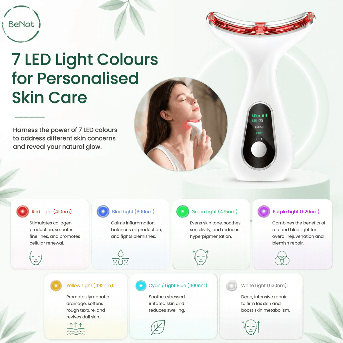 7-in-1 Face & Neck LED Sculpting Device with EMS Microcurrent & Thermal Heat for Skin Tightening, Wrinkle Smoothing & Jawline Lifting