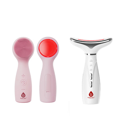 7-in-1 LED Therapy Device for Face & Neck + 3-in-1 Facial Cleansing System - Trending Wellness Store