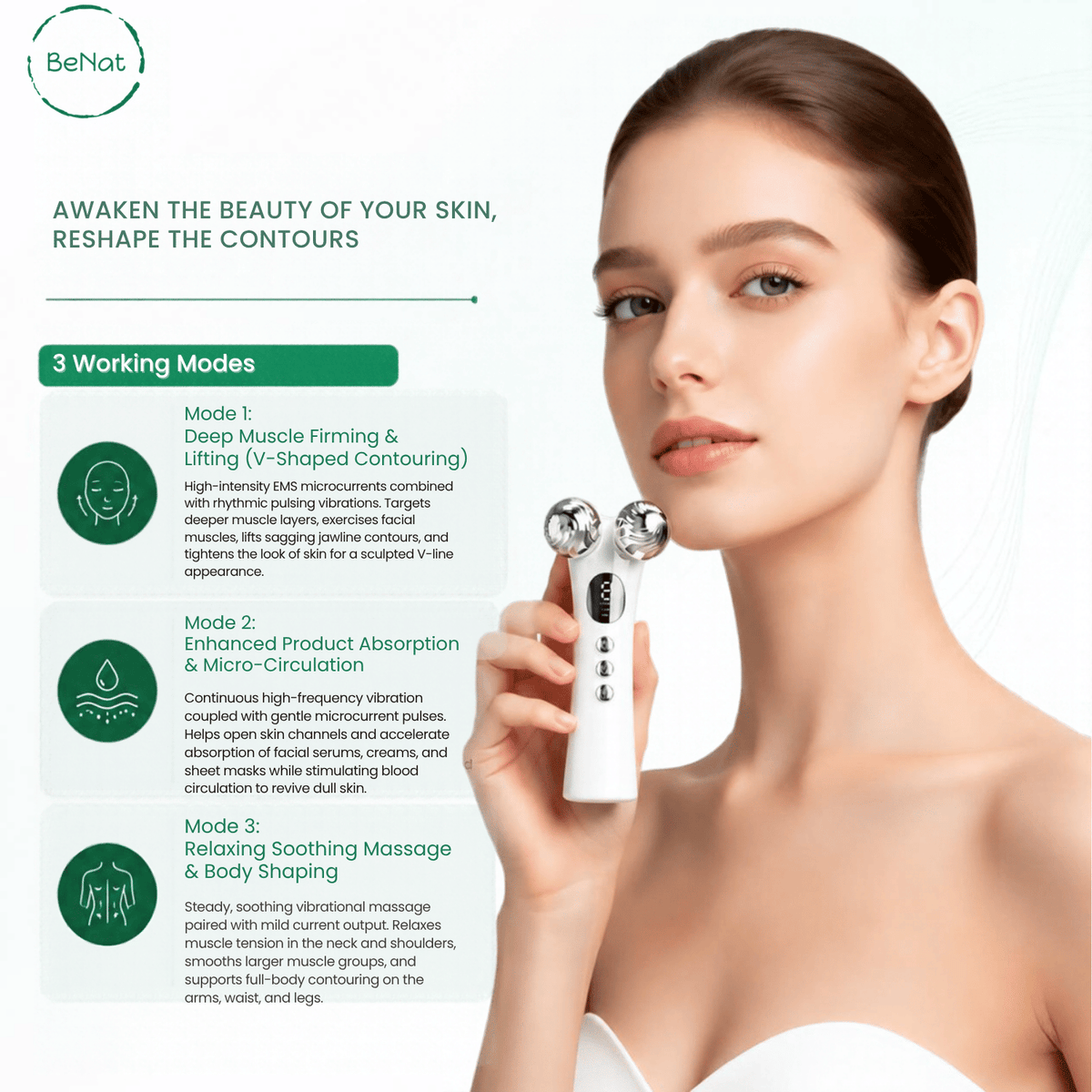 Advanced EMS Microcurrent Facial Toning & Body Sculpting Roller Massager with High-Frequency Vibration for Skin Tightening, Jawline Lifting & Anti-Aging Care
