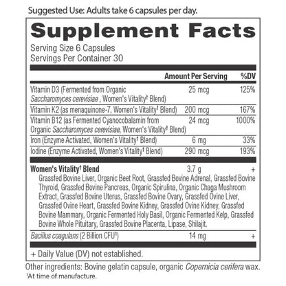 Ancient Nutrition Women’s Vitality Supplement - 180 Count - Grass-Fed Bovine Liver with Adrenal & Thyroid Support - Traditional Superfood Formul - Trending Wellness Store