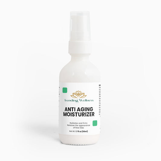 Bottle of anti-aging moisturizer on a white background