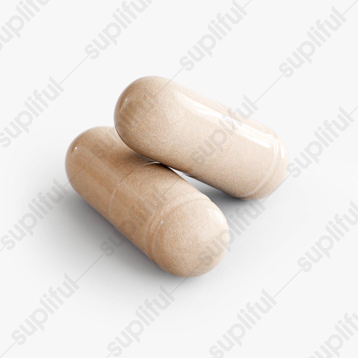 Two beige capsules on a light gray background with 'suplifull' branding.