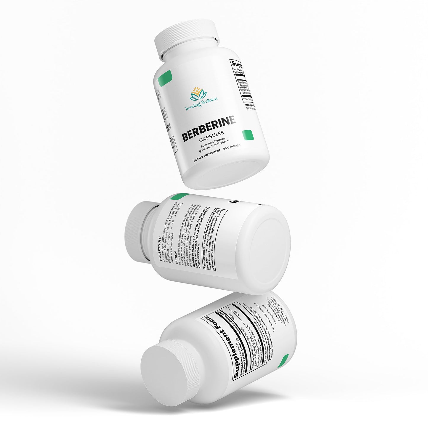 Three bottles of NaturaVital Berberine capsules on a white background