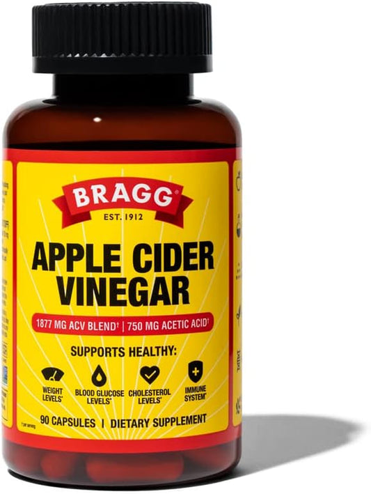 Bragg Apple Cider Vinegar Capsules - Vitamin D3 & Zinc - 750mg of Acetic Acid – Immune & Weight Management Support - Non-GMO, Vegan, Gluten Free, No Sugar (1) - Trending Wellness Store