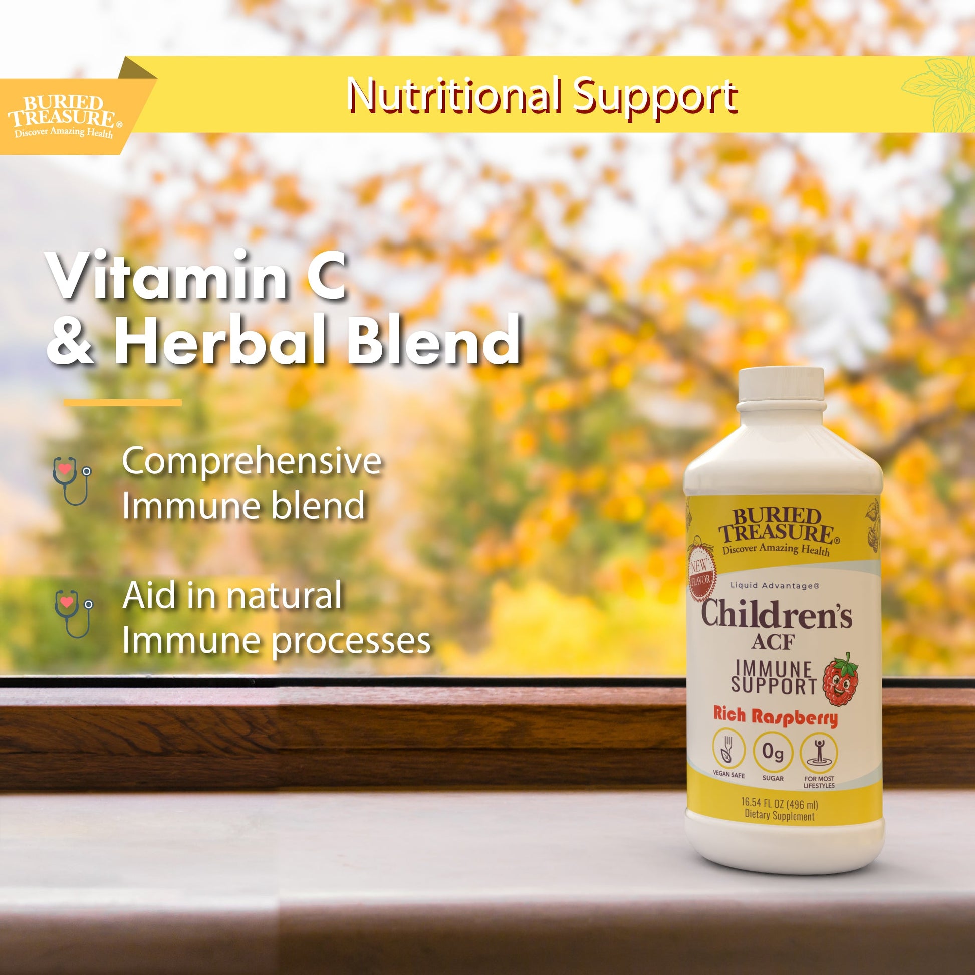 Buried Treasure Liquid Nutrients® ACF Children’s – Liquid Immune Support for Children | Raspberry Flavor | Sugar-Free - Trending Wellness Store