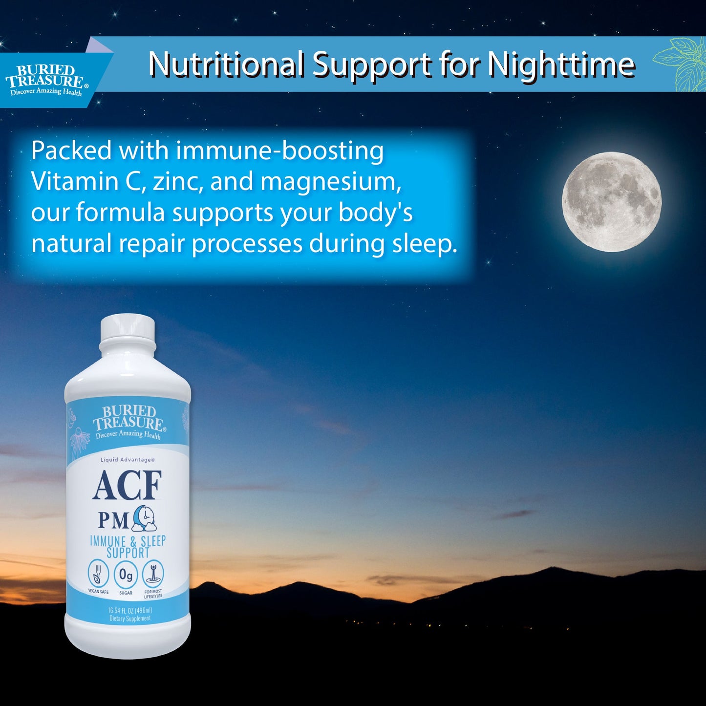 Buried Treasure Liquid Nutrients®  ACF PM – Melatonin-Free Liquid Nighttime Sleep Support - Trending Wellness Store