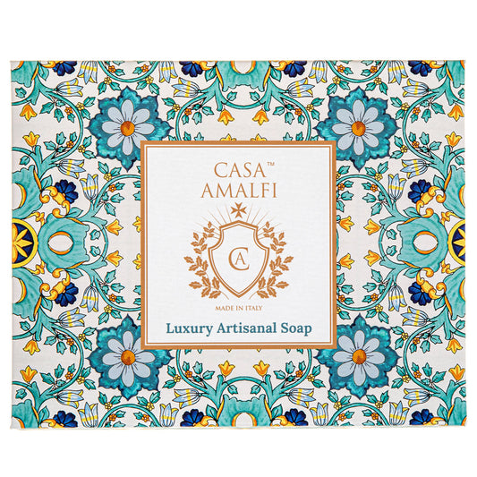 Casa Amalfi Green Maiolica Gift Box: 3 Soaps + Ceramic Soap Dish - Trending Wellness Store