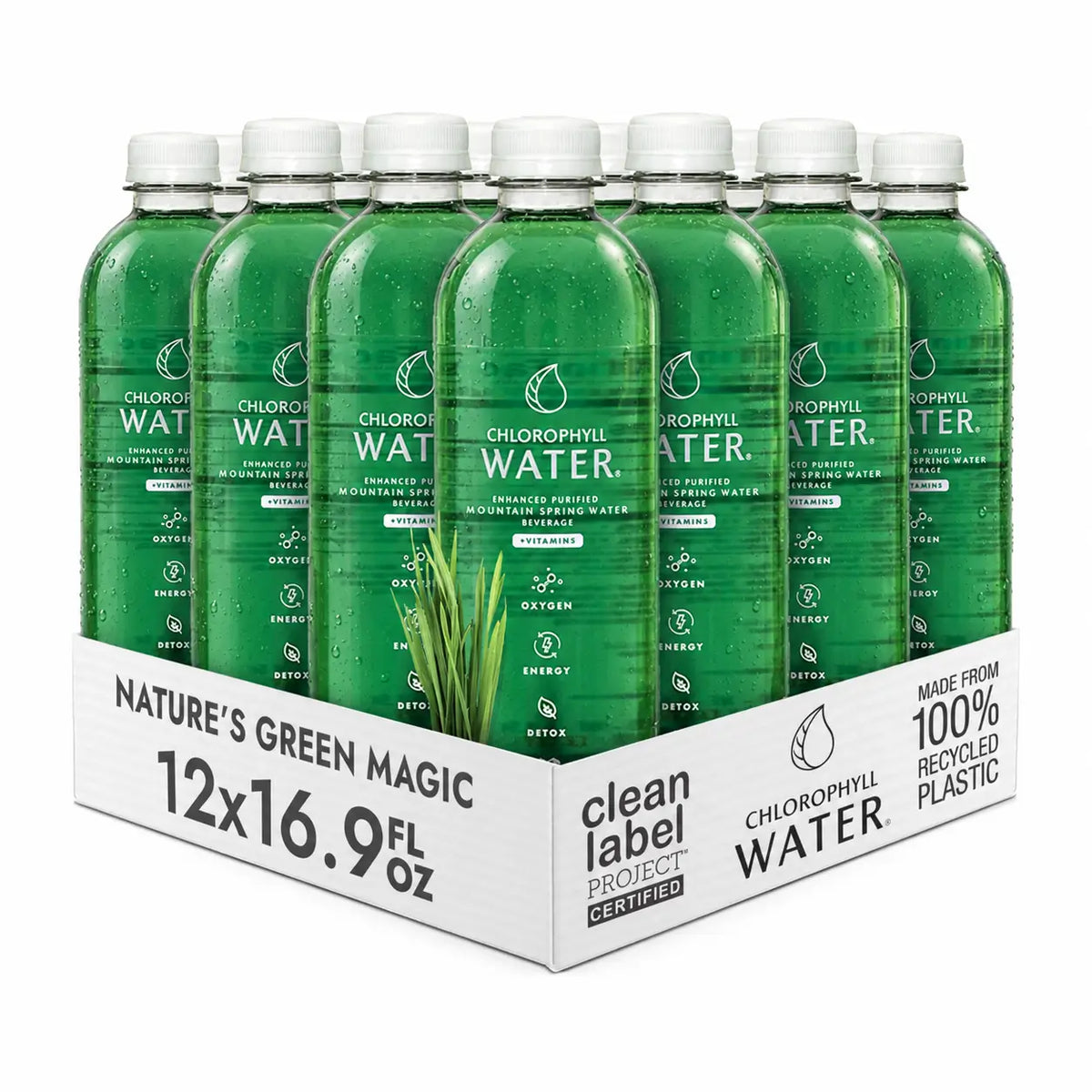 Chlorophyll Water® (Case of 12): Chlorophyll & Ultra-Purified Water with Essential Vitamins A, B12, C and D3 - Trending Wellness Store