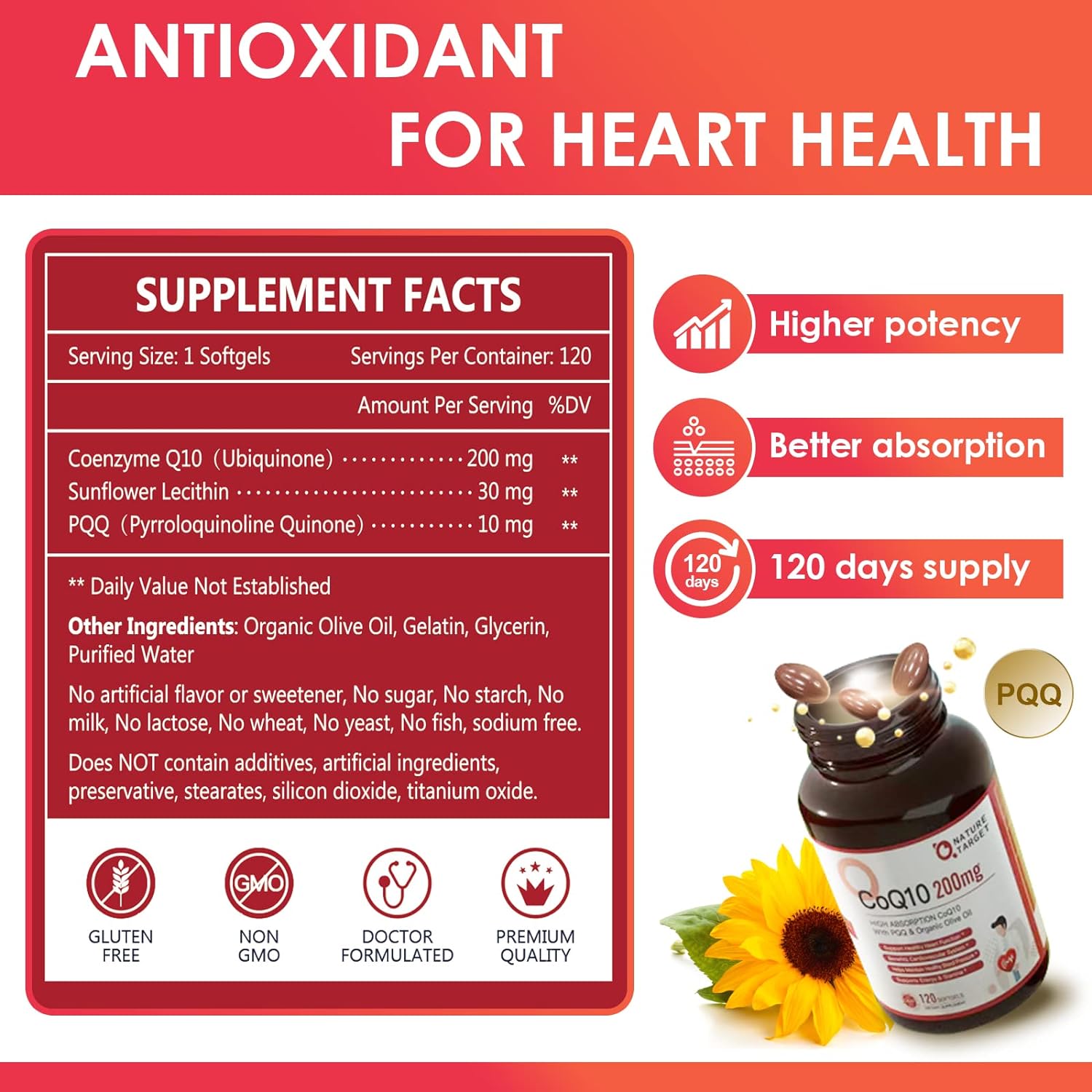 CoQ10 + PQQ + Olive Oil, 200mg, 120 Softgels - Trending Wellness Store