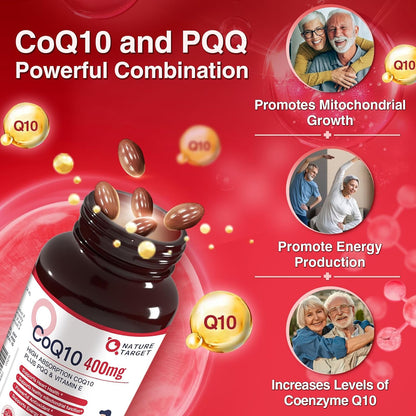 CoQ10 + PQQ + Vitamin E, 400mg, 120 Softgels - Trending Wellness Store