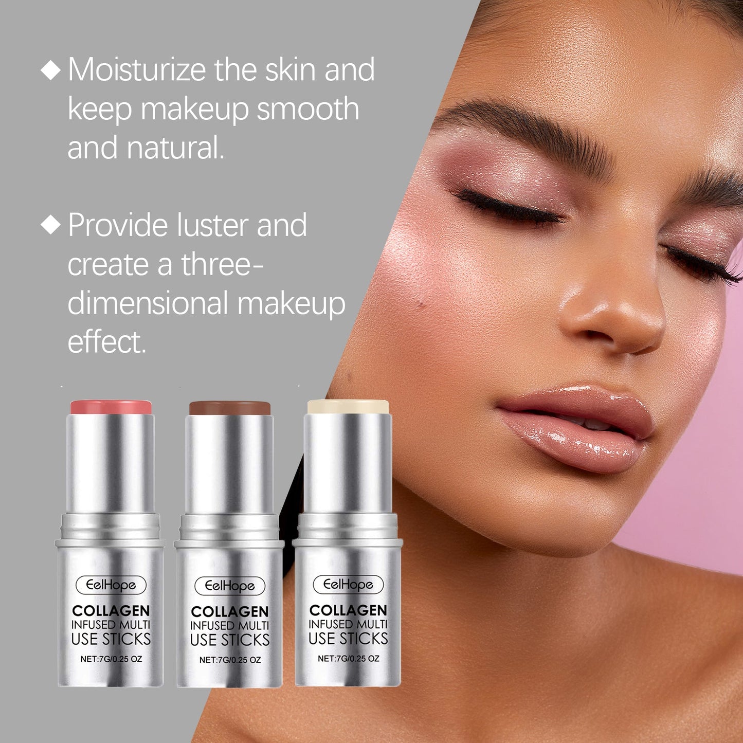 Collagen Makeup Stick Moisturizes Natural Multicolor Blush Stick - Trending Wellness Store