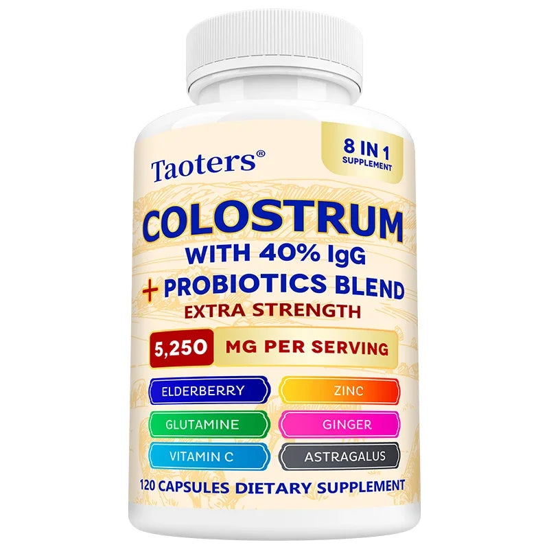 Colostrum Supplement Capsules 5250 Mg, Grass Fed Colostrum (40% IgG 500 Mg, Probiotics 50 Mg. Vitamin C Ginger Zinc - Trending Wellness Store