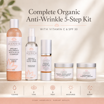 Complete Organic Anti-Wrinkle 5-Step Kit with Vitamin C & SPF 30 - Trending Wellness Store