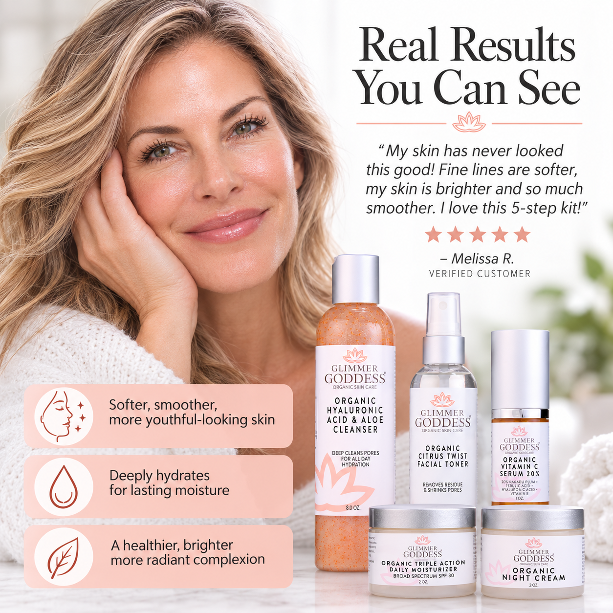 Complete Organic Anti-Wrinkle 5-Step Kit with Vitamin C & SPF 30 - Trending Wellness Store