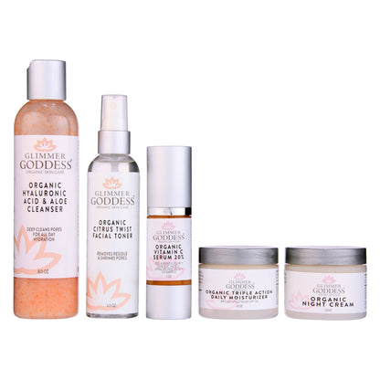 Complete Organic Anti-Wrinkle 5-Step Kit with Vitamin C & SPF 30 - Trending Wellness Store