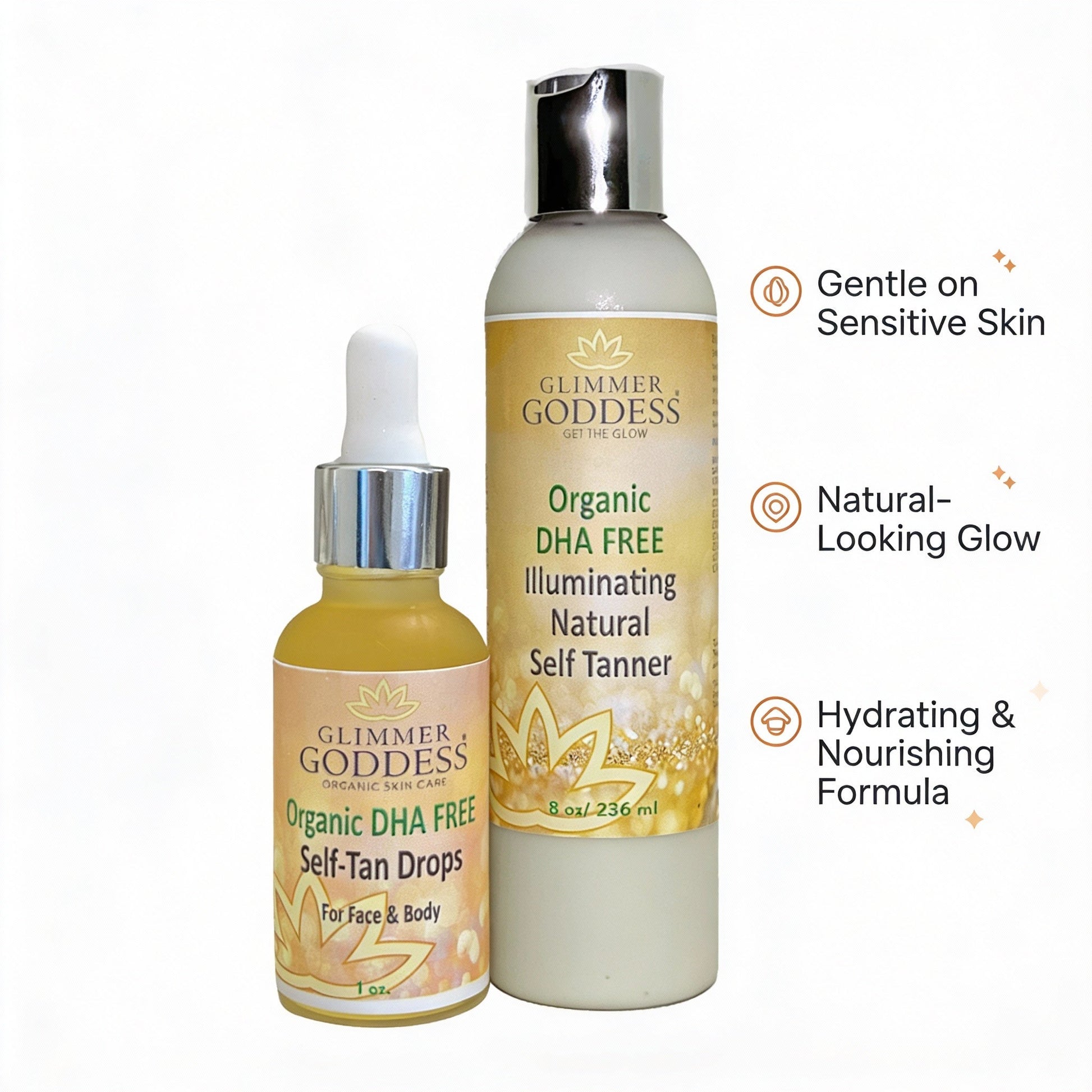 DHA-Free Self Tanner Bundle – Lotion + Drops for Natural Glow Without Smell or Orange Tones - Trending Wellness Store