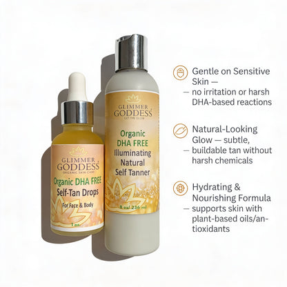 DHA-Free Self Tanner Bundle – Lotion + Drops for Natural Glow Without Smell or Orange Tones - Trending Wellness Store