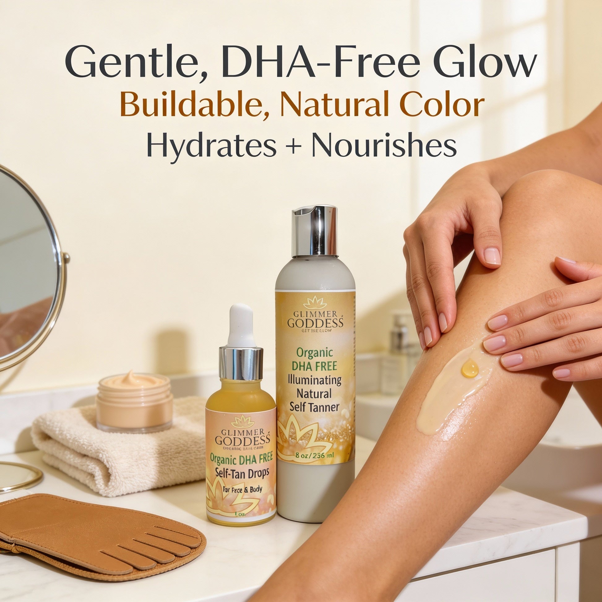 DHA-Free Self Tanner Bundle – Lotion + Drops for Natural Glow Without Smell or Orange Tones - Trending Wellness Store