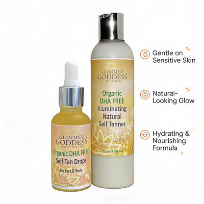 DHA-Free Self Tanner Bundle – Lotion + Drops for Natural Glow Without Smell or Orange Tones - Trending Wellness Store