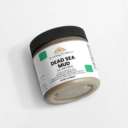 Jar of Dead Sea Mud with 'Healing Wellness' branding on a white background